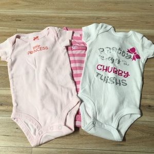 Lot of 3 3 Months Carter’s Short Sleeve Onesies